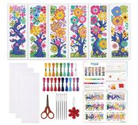 ORIGACH Lot de 6 marque-pages en point de croix pour débutants, avec instructions pré-imprimées, broderie estampée pour adultes, amateurs de livres
