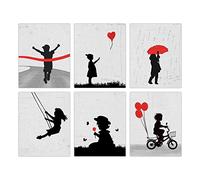 ORIGACH Lot de 6 toiles murales Banksy - 20 x 25 cm - Décoration murale abstraite - « There is Always Hope » - Impression sur toile pour chambre à coucher, salon