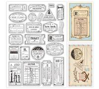 ORIGACH Tampons transparents vintage en silicone pour la fabrication de cartes, grand timbres en silicone transparent pour loisirs créatifs, scrapbooking, journal, décoration d'album photo, 29,7 x 21