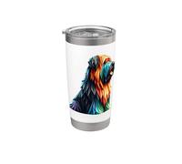 Origami Art Briard Briards Berger de Brie Dog Gobelet isotherme en acier inoxydable double paroi