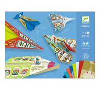 Djeco Kit origami Avions – 5 modèles, 20 feuilles décorées, 20 personnages – 7–12 ans