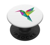 Origami Colibri - Oiseau géométrique PopSockets PopGrip Adhésif