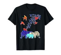 Origami Elephants & Cranes Wildlife Design Hommes Femmes Enfants T-Shirt