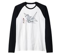 Origami Grue - Kanji Japonais pour la Paix et l'espoir Manche Raglan