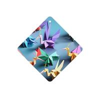 Origami Lot de 10 feuilles de désodorisant pour voiture avec corde Motif grues Multicolore