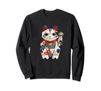 Origami Maneki Neko Chat Porte-Bonheur Japonais Art Sweatshirt