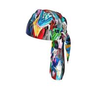 Origami Multicolore Papercraft Cranes Print Casque Skull Cap Séchage Rapide Vélo Headwrap Léger Respirant Taille Unique Adulte Bonnet Moderne