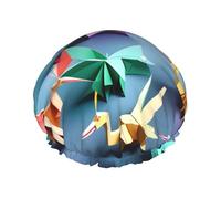 Origami Multicolore Papier Grues Réutilisables Douche Cap Pour Femmes, Double Couches Imperméable Chapeau De Bain Essentiels