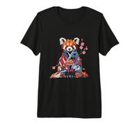 Origami Panda Rouge Kimono Kawaii Petits Pandas Chat Ours T-Shirt Haut de Gamme