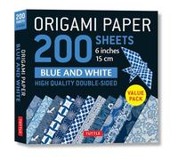 Origami Paper 200 Sheets Blue and White: 6 inches 15 Cm: High-Quality Double Sided