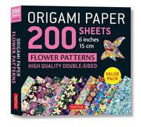 Origami Paper 200 Sheets Flower Patterns 6 in 15 cm: High-quality Double Sided Sheets Printed With 12 Different Designs Instructions for 6 Projects Included