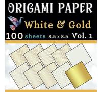 Origami Paper White and Gold: Decorative sheets for origami paper folding, card making, and artistic creations.