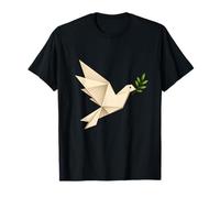 Origami Peace Dove Olive Branch Minimaliste Design T-Shirt