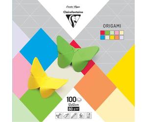 ORIGAMI, Pochette de 100 feuilles 80g/m² au format 12x12cm - Assortiment mixte