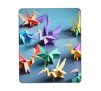 Origami Tapis de souris multicolore avec grue en papier, tapis de souris d'ordinateur, facile à déplacer, durable, portable, bureau et maison, plusieurs tailles
