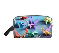 Origami - Trousse de toilette multicolore avec impression grues - Pour homme et femme - Pour voyage, gym, quotidien