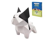ORIGAMIPLANET Bulldog Kit de bricolage en papier origami 3D, facile à faire soi-même, chiot prédécoupé modèle de sculpture en papier pour adultes, animal mignon fait à la main, décoration d'intérieur