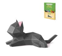ORIGAMIPLANET Kit de bricolage en papier origami 3D, chaton mignon, modèle animal prédécoupé pour débutants, décoration d'intérieur amusante faite à la main, cadeau pour adultes et enfants, gris