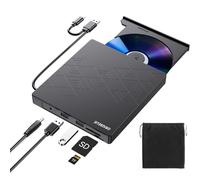 ORIGBELIE 6 en 1 Lecteur CD Externe pour PC, USB 3.0 Type C CD/DVD +/-RW Graveur DVD Externe avec Lecteur de Carte SD/TF, Mince Lecteur DVD Externe pour Windows 11/10/8/7/XP Vista Linux Mac OS