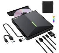 ORIGBELIE Graveur DVD Externe avec 4 Ports USB et 2 Emplacements TF/SD | USB 3.0 Portable Lecteur CD Externe pour PC de Bureau, Ordinateur Portable, MacBook, Windows 11/10/8/7 Linux Mac OS