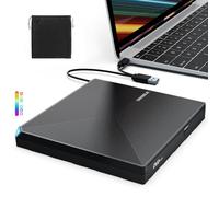 ORIGBELIE Graveur DVD Externe USB 3.0 Type-C, Plug and Play CD/DVD +/-RW Drive, Mince Lecteur CD DVD Externe pour PC Portable de Bureau iMac MacBook Pro/Air Windows 11/10/8/7/XP Linux Mac OS
