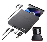 ORIGBELIE Lecteur CD Externe pour PC, USB 3.0 Type C CD/DVD +/-RW Graveur DVD Externe avec Lecteur de Carte SD/TF, Mince Lecteur DVD Externe pour Windows 11/10/8/7/XP Vista Linux Mac OS avec Boîte
