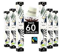 ORIGEENS Capsules Nespresso Compatible | Café BIO Fairtrade Arabica Décaféiné sans solvant SOFIA | 60 Capsules Compostables | Torréfaction Artisanale