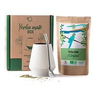 ORIGEENS KIT CALEBASSE MATÉ - Kit Mate Complet avec Tasse Maté Céramique Made in Europe (330mL), Bombilla acier, Yerba Mate BIO - Coffret Cadeau conditionné en France