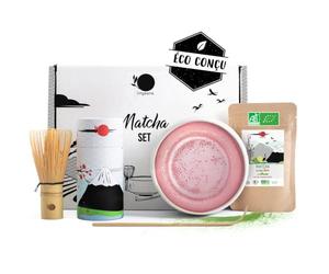 Origeens Kit Matcha Complet SAKURA - Conditionné en France - Matcha Kit avec Bol Matcha Artisanal (Portugal), Fouet Chasen, Thé Matcha BIO Japonais et Cuillère doseuse Chashaku