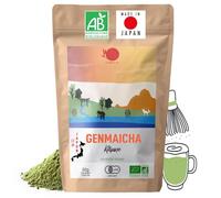 ORIGEENS Thé Genmaicha Bio Japonais en poudre - Idéal pour Matcha Latte, boissons chaudes ou froides - Poudre fine de thé vert japonais au riz soufflé - Sachet 80gr
