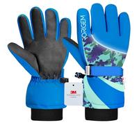 Origem Gant Ski Enfant Imperméable-3M Thinsulate Gant Neige Enfant avec Écran Tactile à 5 Doigts, Gant Chauffantant Antidérapant pour Garçon et Fille de 4 à 14 Ans Snowboard Ski Randonnée