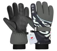 Origem Gant Ski Enfant Imperméable-3M Thinsulate Gant Neige Enfant avec Écran Tactile à 5 Doigts, Gant Chauffantant Antidérapant pour Garçon et Fille de 4 à 14 Ans Snowboard Ski Randonnée