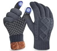 Origem Gants Hiver Homme et Femme, Gants Chauffants Chauds à Écran Tactile Doublés de Polaire Tricotée, Gants Thermiques pour la Conduite, la Course à Pied, Le Cyclisme et Le Ski par Temps Froid
