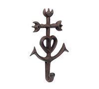 ORIGEN Croix Camarguaise, Déco murale Fonte et Patère polyvalente, H 16,5 cm