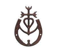 ORIGEN Croix Camarguaise, Déco murale Fonte et Patère polyvalente, H 18 cm