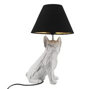 ORIGEN Grande Lampe Bouledogue Blanc Marbré en résine, Tendance contemporaine, Hauteur 48 cm
