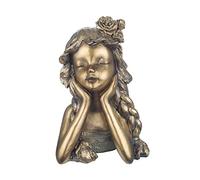 ORIGEN Statuette Buste Fillette et Chevelure Fleurie, Effet Bronze patiné, Résine, H 29 cm
