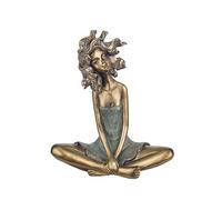 ORIGEN Statuette Design Fille Assise : Un Vent de liberté, Effet Bronze patiné, Résine, H 24 cm