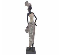 ORIGEN Statuette Grande Africaine Debout et Jarre, Collection Kentan, H 40 cm