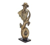 ORIGEN Statuette Musicien de Jazz : Saxophoniste stylisé, Effet Bronze patiné, Résine, H 48 cm