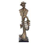 ORIGEN Statuette Musicien de Jazz : Trompettiste stylisé, Effet Bronze patiné, Résine, H 42 cm
