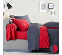 ORIGIN Écorce Housse de Couette, Bambou, Gris/Rouge, 240 x 220 cm