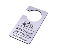 ORIGIN Panneau de Porte - réunion en Cours, ne Pas déranger - en Acrylique argenté pour Entreprise, Institution, Bureau à Domicile, hôtels, Espace de Travail