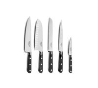 SABATIER TROMPETTE - Set de 5 couteaux de cuisine : Office, Filet de Sole, Couteau pain, Santoku et Couteau de chef - Origin - Acier 5Cr15MoV finition satinée manche ABS - Noir