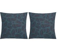 Origin Taie d'oreiller imprimée en Bambou, Iris, 63 x 63cm, Bleu Paon (Lot de 2)