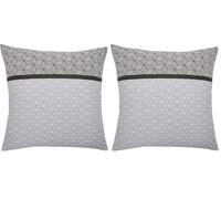 Origin Taie d'oreiller imprimée en Bambou, Made in France, Quentin, 63 x 63 cm, Blanc et Noir (Lot de 2)