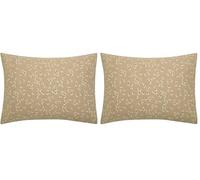 Origin Taie d'oreiller imprimée en Coton, Léonie, 50 x 70 cm, Beige Sable (Lot de 2)