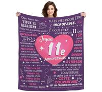 Original 11 Ans Fille Cadeau Plaid Couverture pour Anniversaire 11 Ans Nièce Cousine Sœur Petite-fille Cadeau 11ème Anniversaire Idée Canapé Couverture de Sieste et Couverture de Châle 150X130CM (11)
