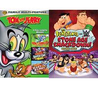 Original 4 PACK: Tom and Jerry Animated Movies- Tom and Jerry The Movie/ Blast Off to Mars/ The Fast and the Furry + The Flintstones Stone Age Smackdown DVD Hana-Barbera Cartoon fun Pack Bundle