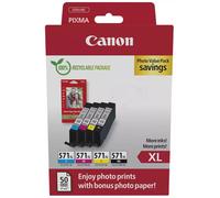 Canon Cartouches d'encre CLI-571XL - Pack Photo d'origine BK/C/M/Y 0332C006